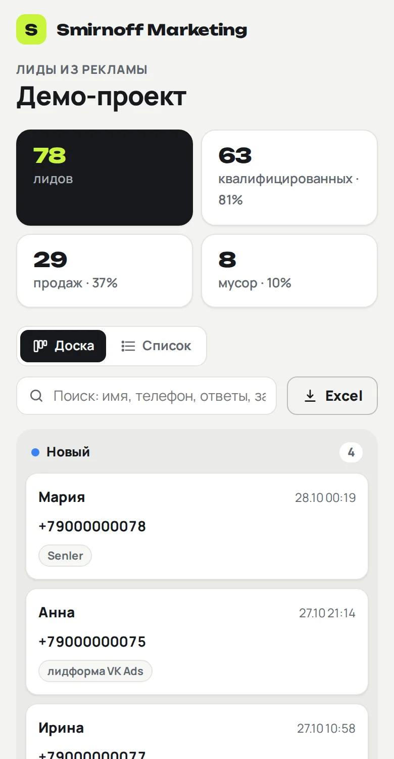 CRM с телефона
